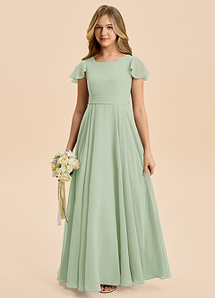 Azazie Cady Junior Dusty Sage A-Line Pleated Chiffon Dress image1