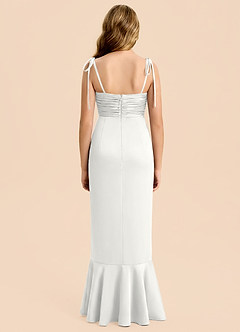 Azazie Ryan Junior White Sheath Bow Stretch Satin Dress image2