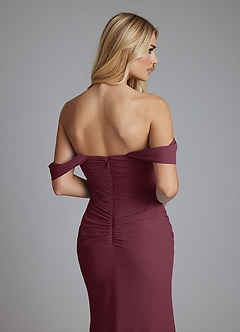 Azazie Luiza Brudtärnklänningar Klä av Sjöjungfru i Chiffong Av axeln Cabernet image3