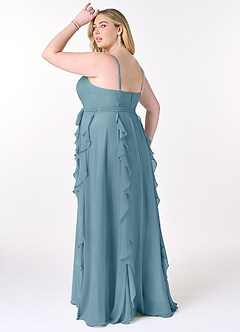 Azazie Peyton Bridesmaid Dresses Moody Blue A-Line Ruched Chiffon Dress image10