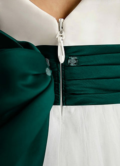 Azazie Sosie Flower Girl Dresses Ivory Pine A-Line Pleated Tulle Dress image5