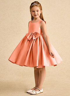 Azazie Jessie Flower Girl Dresses Sunset A-Line Bow Matte Satin Dress image6