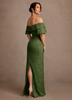 Azazie Golda Mother of the Bride Dresses Olive Sheath Off the Shoulder Floral Burnout Dress image2
