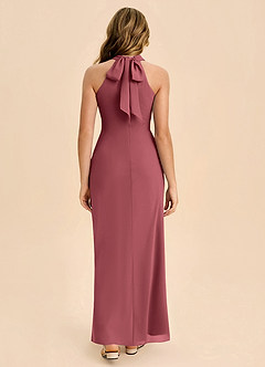 Azazie Doretta Junior Robe Fourreau en Mousseline de soie Plissée Merlot image2