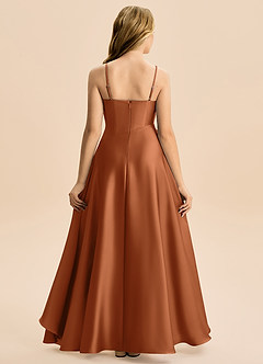 Azazie Eirlys Junior Robe Trapèze en Satin extensible Plissée Cuivre image2