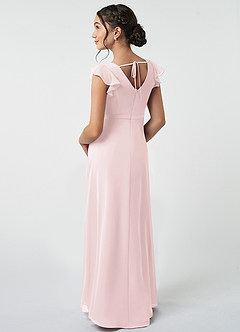 Azazie Claudine Junior Blushing Pink A-Line Pleated Chiffon Dress image4
