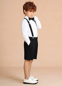 front Oliver Black Boy Shorts Suit 4-Piece Set