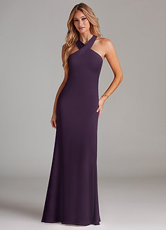 Azazie Doretta Bridesmaid Dresses Plum Mermaid Pleated Chiffon Dress image3