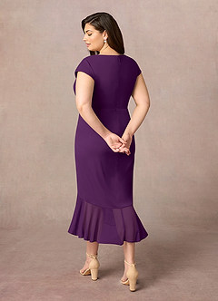 Azazie Renetta Mother of the Bride Dresses Grape Sheath V-Neck Pleated Mesh Dress image11
