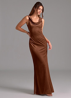 Azazie Rylina Bridesmaid Dresses Umber Mermaid Bow Velvet Dress image4
