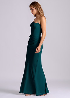 Azazie Debby Bridesmaid Dresses Pine Mermaid Strapless Chiffon Dress image4