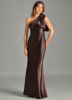 Azazie Yuanna Bridesmaid Dresses Ganache Mermaid One Shoulder Metallic Satin Dress image4