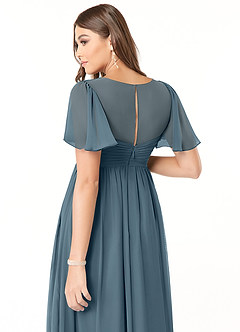 Azazie Verna Maternity Bridesmaid Dresses A-Line V-Neck Ruched Chiffon Floor-Length Dress image6