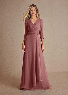Azazie Mayfield Abiti per la Madre della Sposa Abito A-Line in Chiffon Plissettato Rosa Del Deserto image6