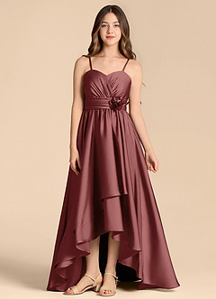 Azazie Catalina Junior Jurk van Stretch Satijn met A-Lijn Sweetheart Halslijn Amethist image1