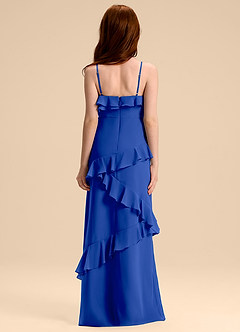 Azazie Evara Junior Abito A-Line in Chiffon Blu Reale image2