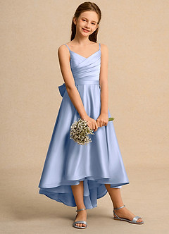 Azazie Sweets Junior Formal vestidos de niña de las flores Vestido de Hielo de Satin Mate de Corte En A con Plisado image5