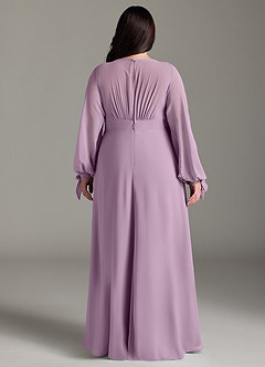 Azazie Matilda Bridesmaid Dresses Wisteria A-Line Long Sleeve Chiffon Dress image10