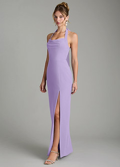 Azazie Arnelle Bridesmaid Dresses Lilac Sheath Pleated Chiffon Dress image4