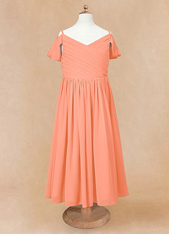 Azazie Chelle Flower Girl Dresses Sunset A-Line Pleated Chiffon Dress image6