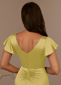 Azazie Roya Mère de la mariée Robes Robe Sirène en Satin extensible Col en V Plissé Canari image6