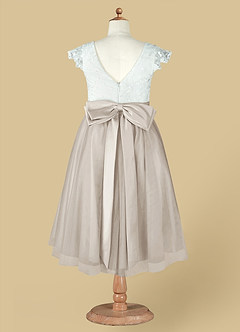 Azazie Vetty Flower Girl Dresses Ivory Frost A-Line Lace Tulle Dress image13