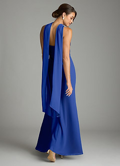 Azazie Saylor Vestidos de damas de honor Vestido de Azul Real de Gasa de Corte Sirena con Sin tirantes image9