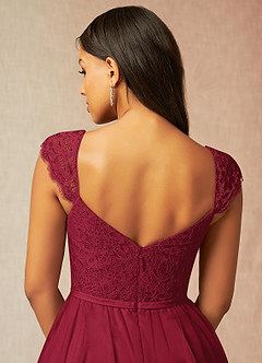 Azazie Luxi Bridesmaid Dresses Burgundy A-Line Pleated Tulle Dress image5