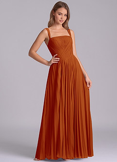 Azazie Mina Final Sale Paprika A-Line Pleated Chiffon Dress image6