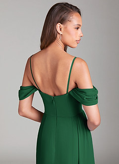 Azazie Amyra Jurken voor bruidsmeisjes Converteerbaar Jurk van Chiffon met Kolom Off the Shoulder Donkergroen image8
