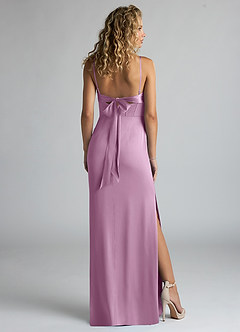 Azazie Mai Bridesmaid Dresses Wisteria Sheath Pleated Stretch Satin Dress image2
