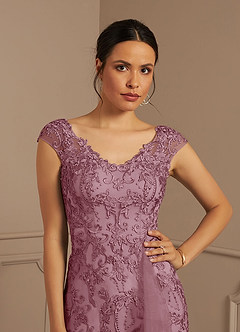 Azazie Melena Mother of the Bride Dresses Vintage Mauve Mermaid Lace Tulle Dress image5