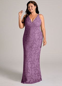 Azazie Tianna Brudtärnklänningar Klä av Tubklänning i Blommig Utbrändhet Spets Blåregn image10