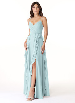 Azazie Peyton Bridesmaid Dresses Mist A-Line Ruched Chiffon Dress image1