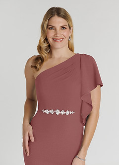 Azazie Pia Mère de la mariée Robes Robe Sirène en Crêpe Élastique Plissée Rose Du Désert image5