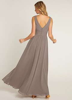 Azazie Pierrette Bridesmaid Dresses Taupe A-Line Pleated Chiffon Dress image2