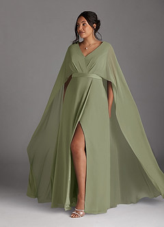 Azazie Isa Mother of the Bride Dresses Pistachio A-Line V-Neck Pleated Chiffon Dress image10