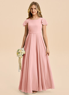 Azazie Cady Junior Rosette A-Line Pleated Chiffon Dress image1