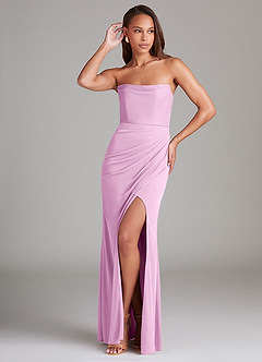 Azazie Leonis Robes de demoiselle d'honneur Robe Fourreau Convertible en Maille Sans bretelle Rose Bonbon image1