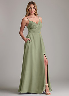 Azazie Terese Bridesmaid Dresses Pistachio A-Line Pleated Chiffon Dress image6