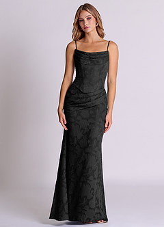 Azazie Sorrel Brudtärnklänningar Klä av Sjöjungfru i Blommig Utbrändhet Korsett Svart Konvertibel image6