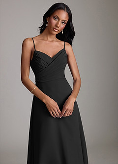 Azazie Kali Brudtärnklänningar Klä av A-Linje i Chiffong Plisserad Svart image5