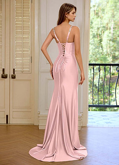 Verdellia Pink Asymmetrical Rhinestone Straps Prom Dress image4