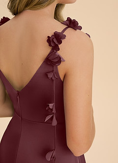 Azazie Gumdrop Junior 엠파이어 주름진 스트레치 새틴 플로어 길이 주니어 신부 들러리 드레스 image6