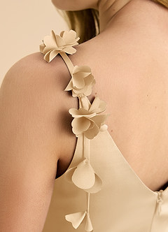 Azazie Gumdrop Junior Robe Empire en Satin extensible Plissée Or image8