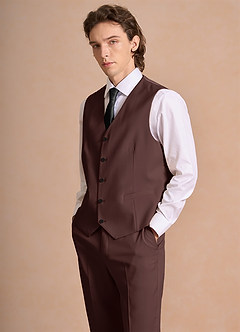 front James Espresso Structured Stretch Suit Vest