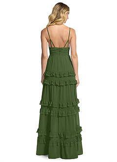 Azazie Rachel Brautjungfernkleider A-Linie Chiffon Kleid Olivgrün image2