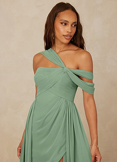 Christian Siriano Bridal for Azazie 1014 Bridesmaid Dresses Matcha A-Line Off the Shoulder Chiffon Dress image7