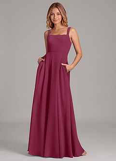 Azazie Shaude Bridesmaid Dresses Mulberry A-Line Pleated Chiffon Dress image1