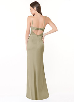 Azazie Leonis Bridesmaid Dresses Moss Green Mermaid Pleated Stretch Satin Convertible Dress image4
